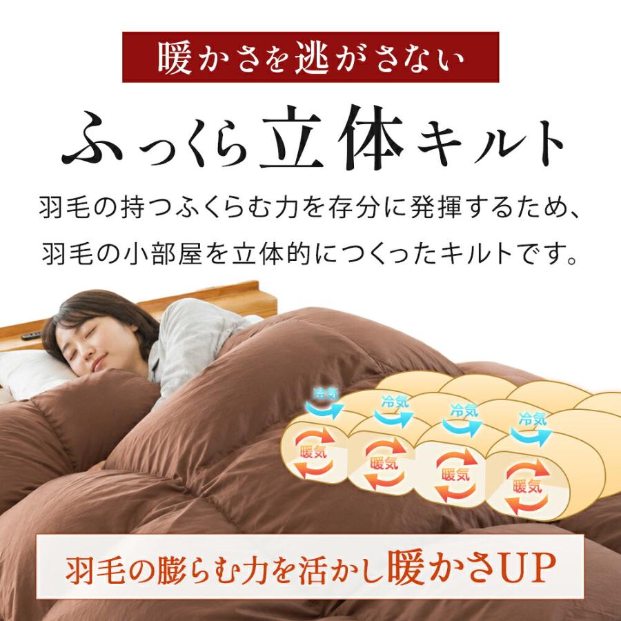 羽毛布団 ダブル 日本製 フランス産ダウン90％ 1.3kg 立体キルト 国内
