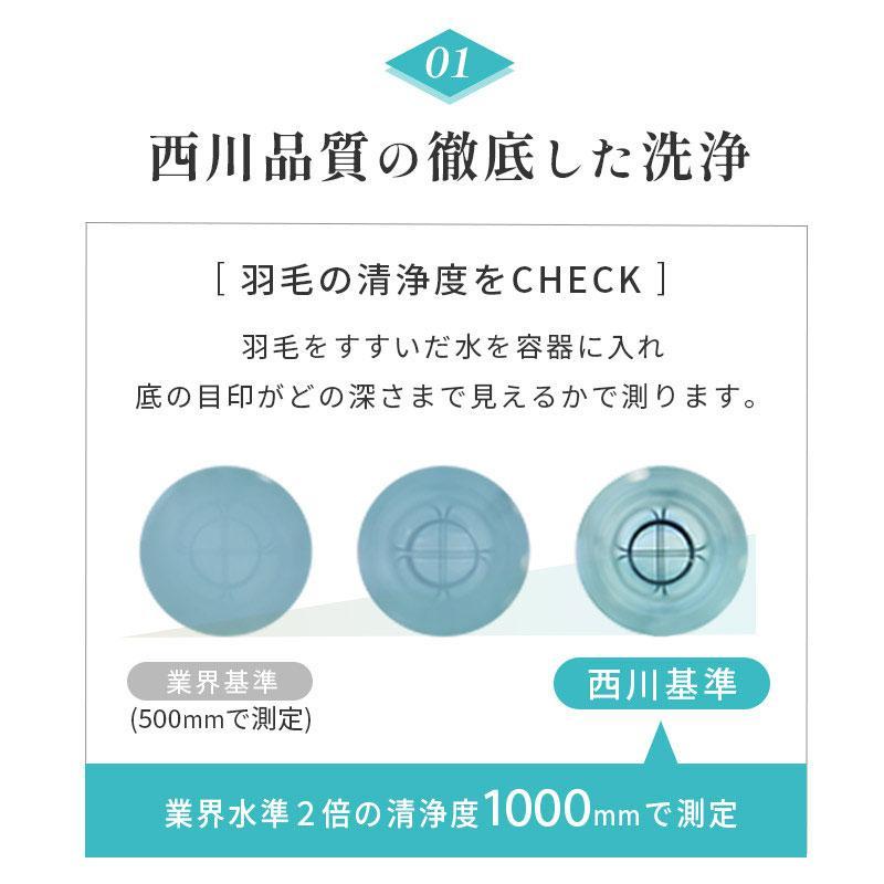 西川 羽毛布団 クイーン フランス産ホワイトダックダウン90％ 日本製 2枚合わせ オールシーズン 羽毛掛け布団｜futon｜09