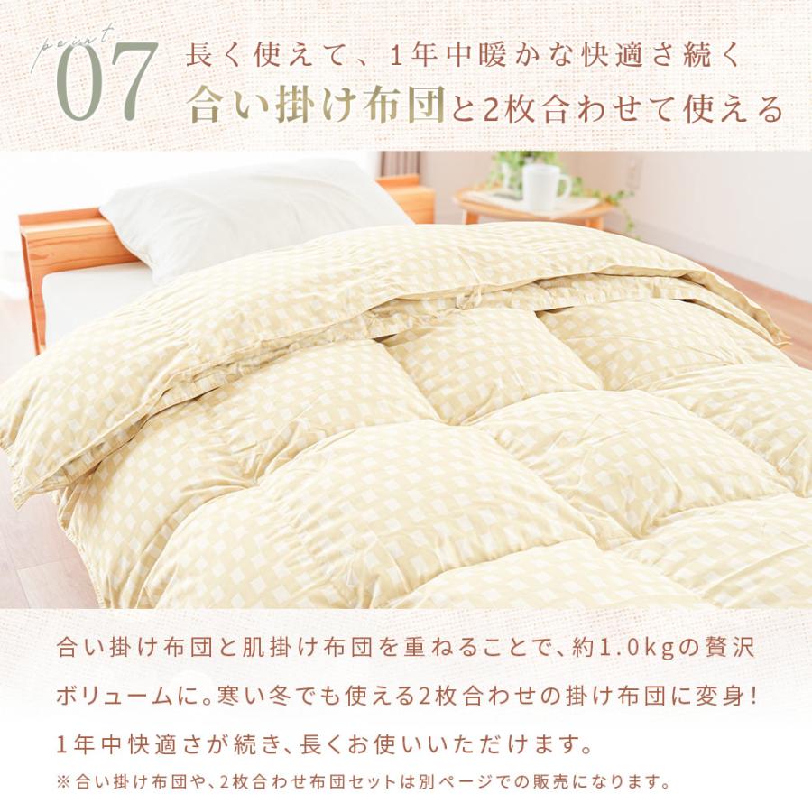 羽毛肌掛け布団 シングル シングルロング リサイクルダウン80％ 0.25kg