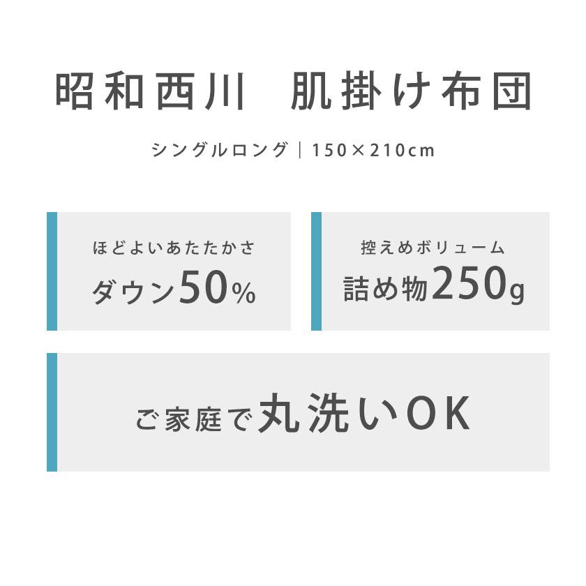 ダウンケット 羽毛肌掛け布団 シングル 昭和西川 ダウン50％ 夏 洗える羽毛肌布団 洗濯 自宅 ふとん ダウンケット｜futon｜06