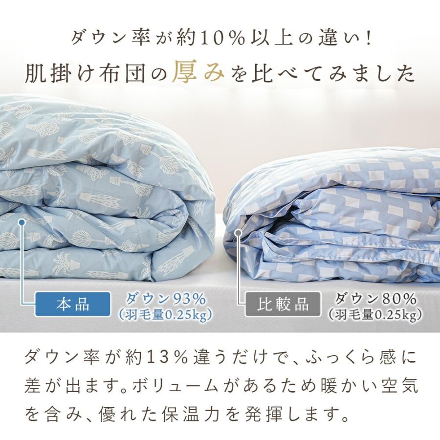 羽毛肌掛け布団 シングル ホワイトダウン93％ 0.25kg 日本製 洗える