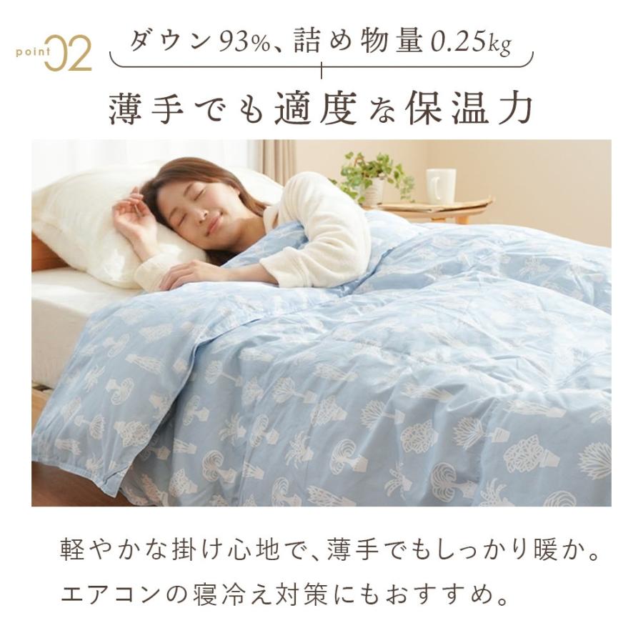 羽毛肌掛け布団 シングル ホワイトダウン93％ 0.25kg 日本製 洗える