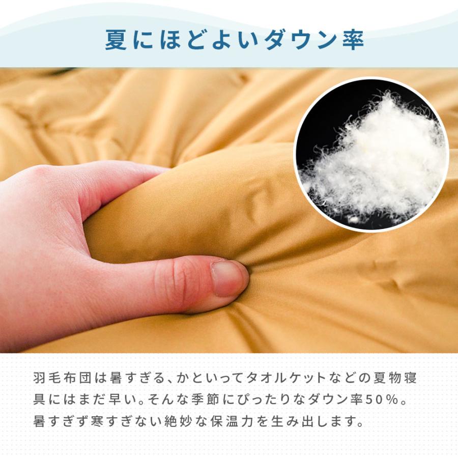 ダウンケット 羽毛肌掛け布団 シングル ダウン50％ 夏用 無地カラー
