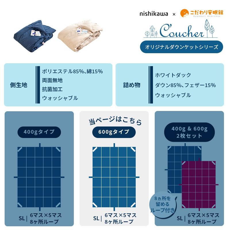 西川 羽毛合掛け布団 シングル 増量0.6kg ダウン85％ 洗える 合掛け 羽毛布団 クーシェ ボリュームタイプ600g 厚手ダウンケット｜futon｜17