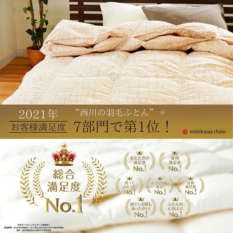 西川 羽毛布団 シングル フランス産ホワイトダックダウン90％ 日本製 2