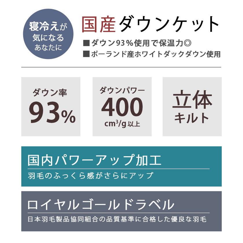 羽毛肌掛け布団 セミダブル ポーランド産ダウン93% ダウンケット 日本製 夏の羽毛布団 肌布団 ふとん ロイヤルゴールドラベル｜futon｜07