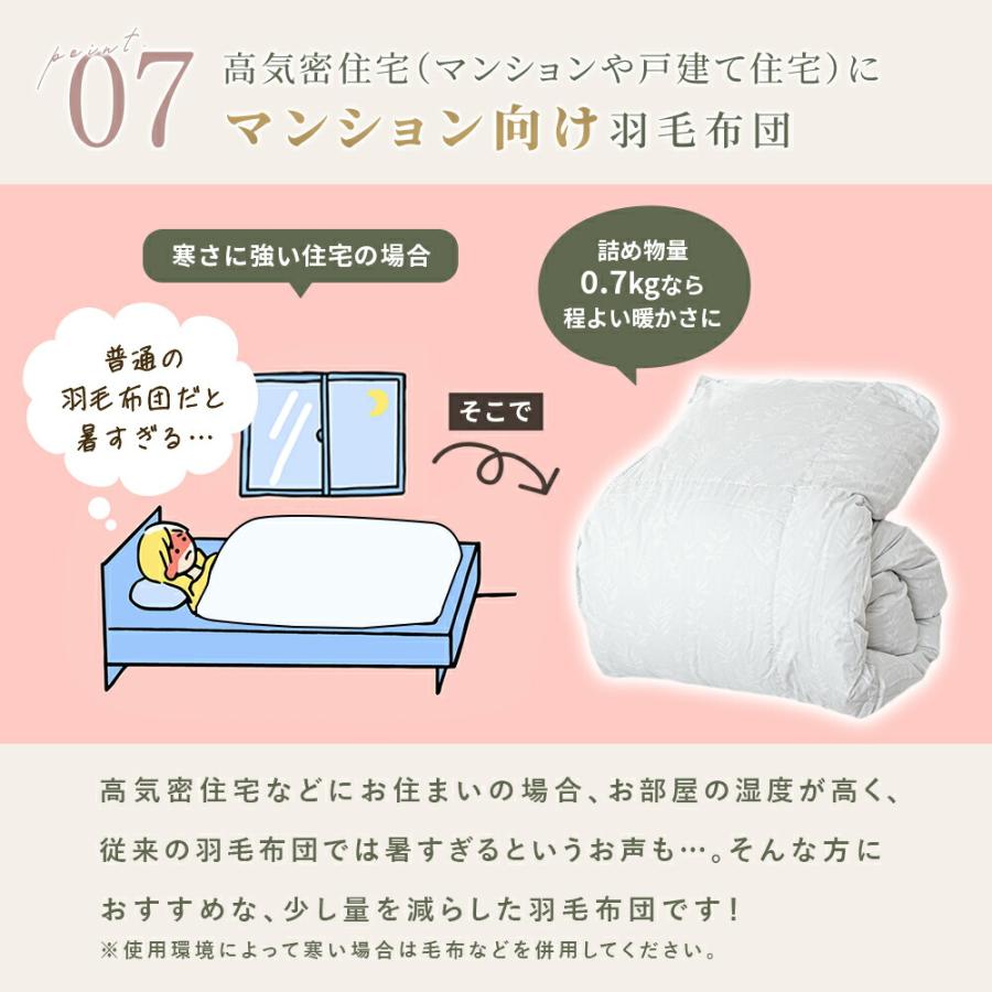 羽毛合掛け布団 シングル ダウン90％ 700g入り 日本製 エコテックス認証 羽毛肌布団 ダウンケット シングルロング 京都金桝 |  | 16