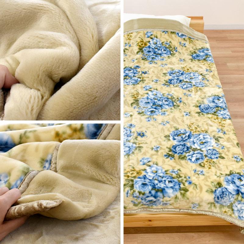 ペイズリー柄アクリル２枚合わせ毛布 日本製 旧柄在庫処分70％オフ!!【日本製】エリ付き 2枚合わせ アクリル