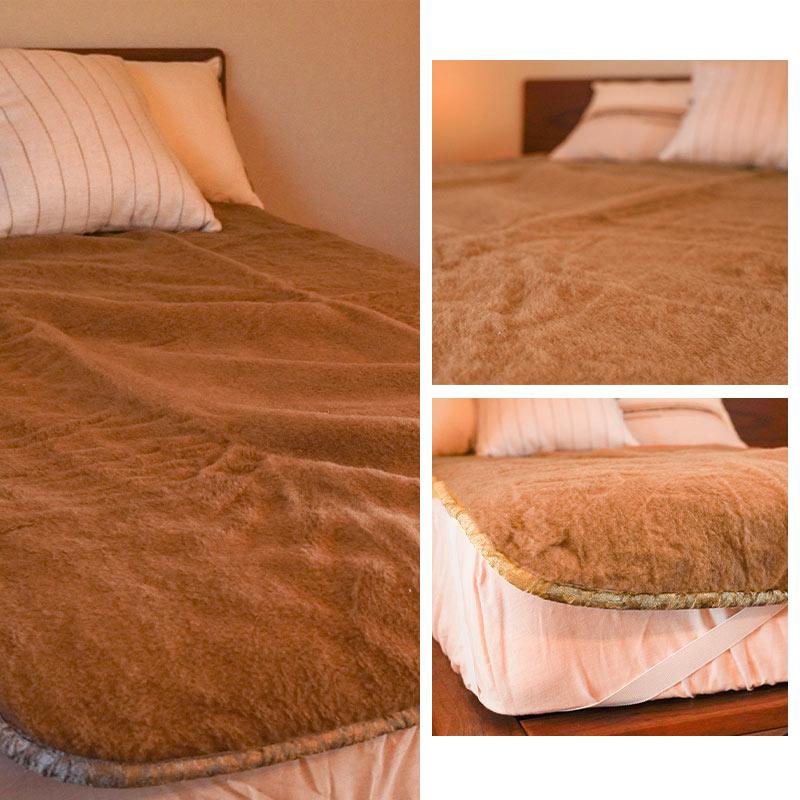 キャメル敷きパッド シングル 日本製 キャメル100％ ハイパイル 毛布