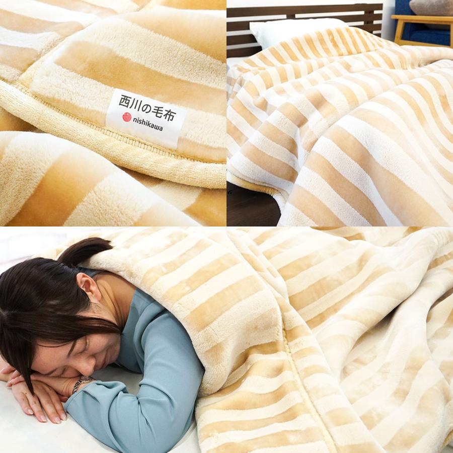 西川（nishikawa） 暖かい毛布 シングル 約3.2kg 洗える オーロラ 2枚