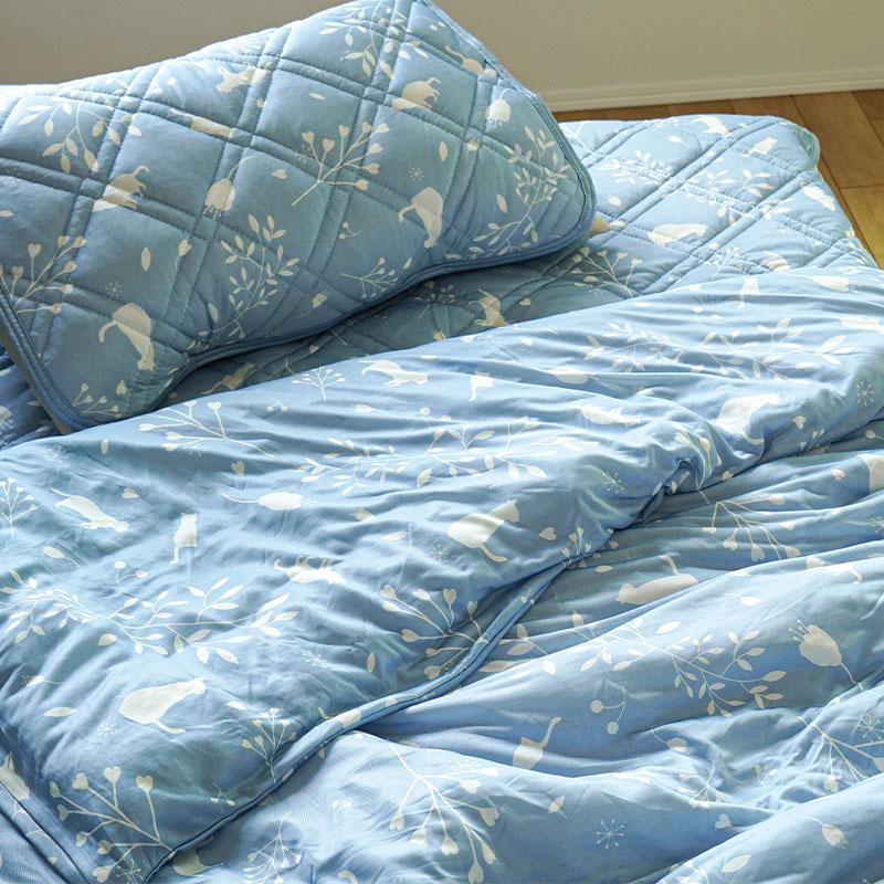 肌掛け布団カバー シングル 140×190cm 夏 夏用 ひんやり 接触冷感 ねこ