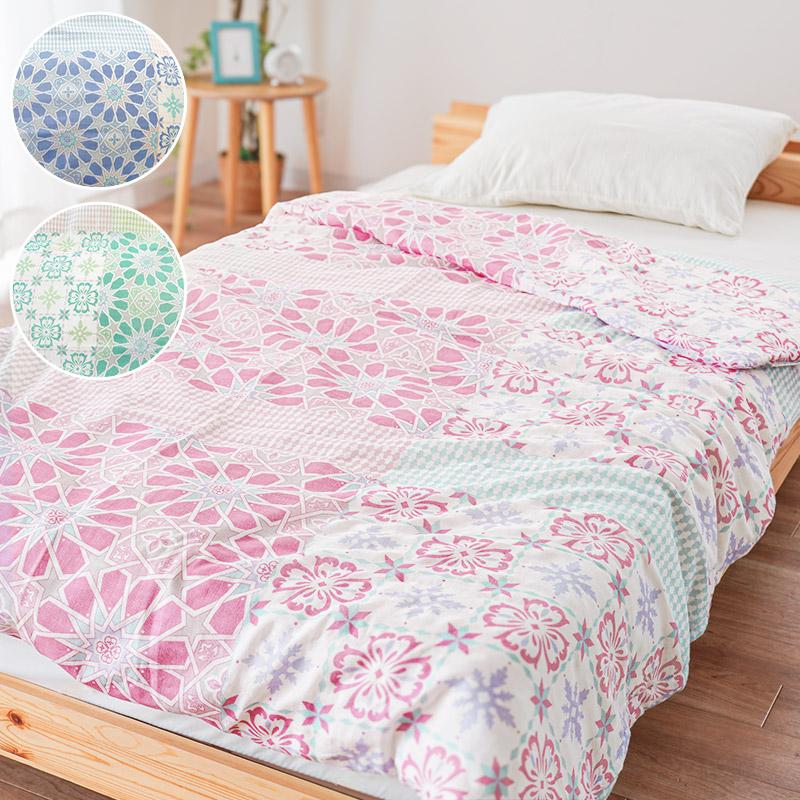 肌掛け布団カバー 2枚セット シングル 140×190cm 綿100％ 2重ガーゼ 肌