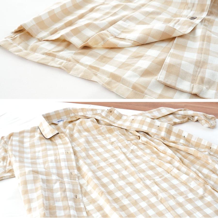 ミッフィー パジャマ ワンピース レディース ビエラ微起毛 春 夏 秋 チェック柄 婦人パジャマ レディス M L