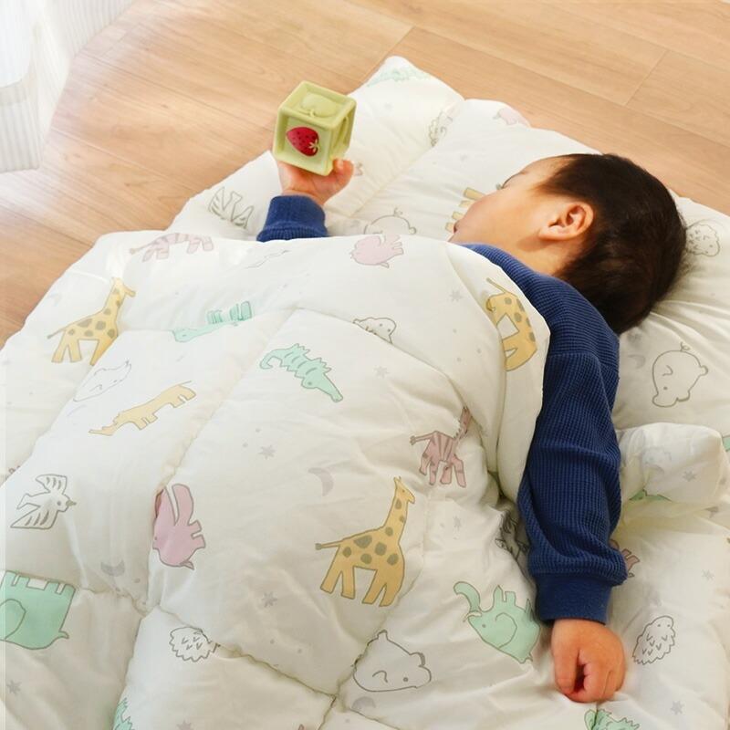 洗える お昼寝布団セット コンパクト 掛け布団 敷き布団 カバー バッグ付 アニマル柄 ふとん こだわり安眠館オリジナル |  | 04