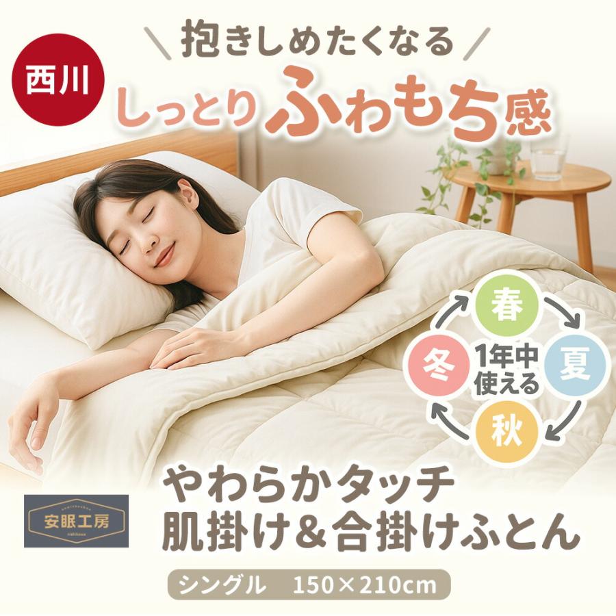 西川（nishikawa） 洗える2枚合わせ掛け布団 シングルロング 150×210cm