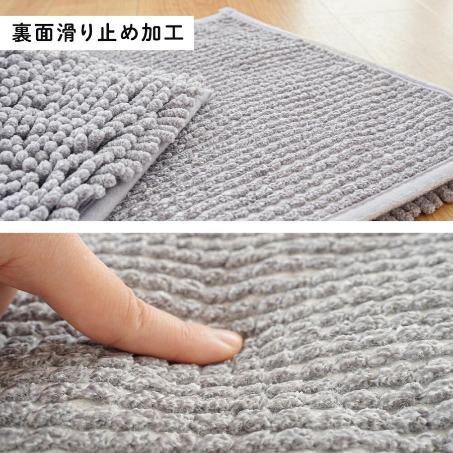 バスマット 45×60cm シェニール マット 吸水 ウォッシャブル 裏面