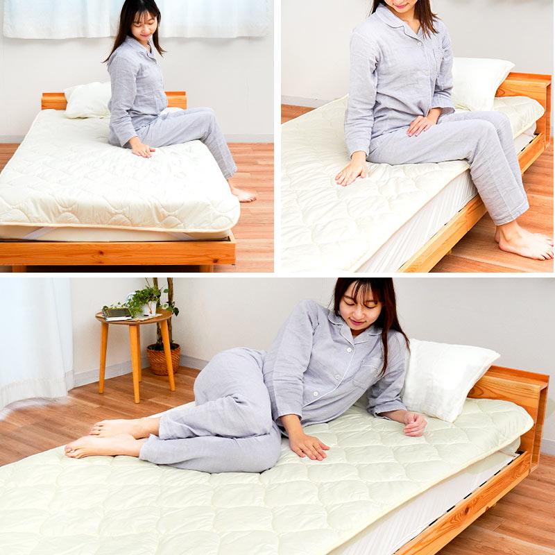 ベッドパッド セミダブル 日本製 ウール100％ 洗える羊毛ベッドパット 四隅ゴム付き ベッド敷きパッド｜futon｜09