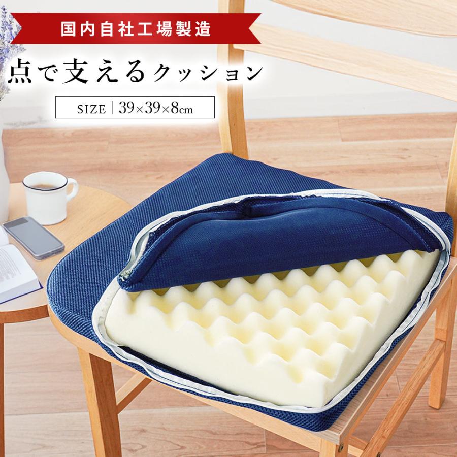 点で支えるクッション シートクッション 39×39cm 厚み8cm 日本製 高