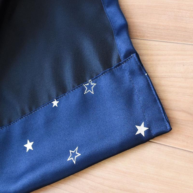 遮光カーテン 星柄 幅100cm×丈200cm 2枚組 既製ドレープカーテン