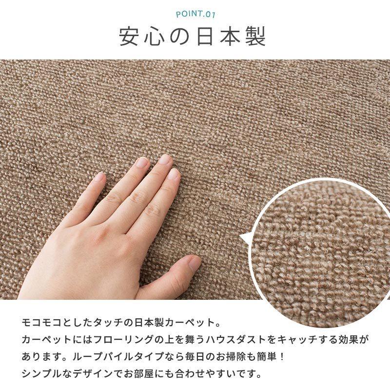 カーペット 3畳 江戸間 176×261cm 日本製 抗菌 防臭 平織り フリー