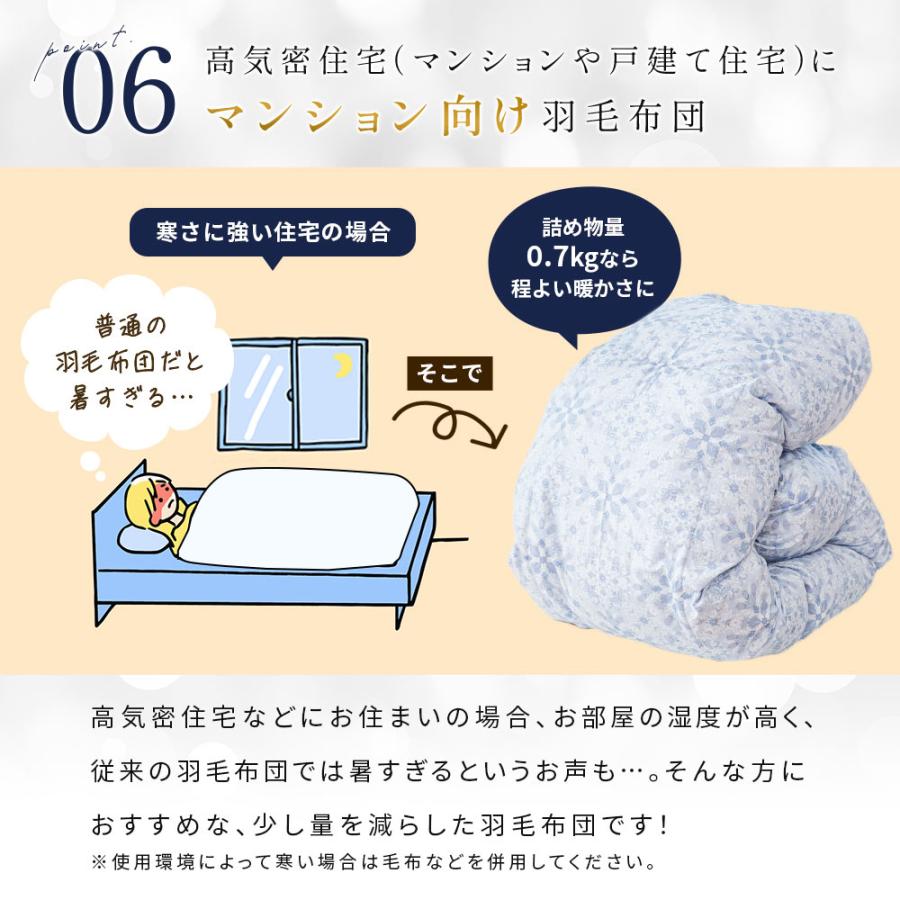 羽毛掛け布団ダブル未使用　表地(絹仕様) ホワイトダウン92%　中羽毛0.7kg タンスのゲン 羽毛布団 羽毛ふとん ダブル 暖かい 洗える