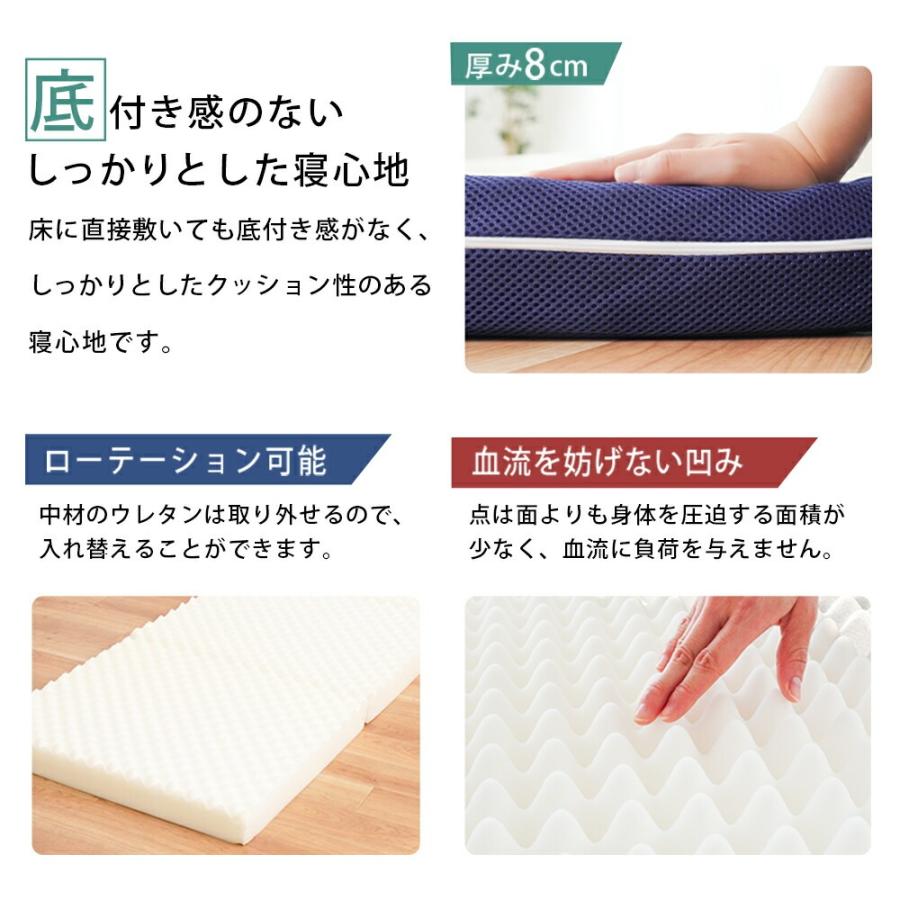 高反発ごろ寝マット 70×180cm 日本製 三つ折り 折りたたみ 凹凸