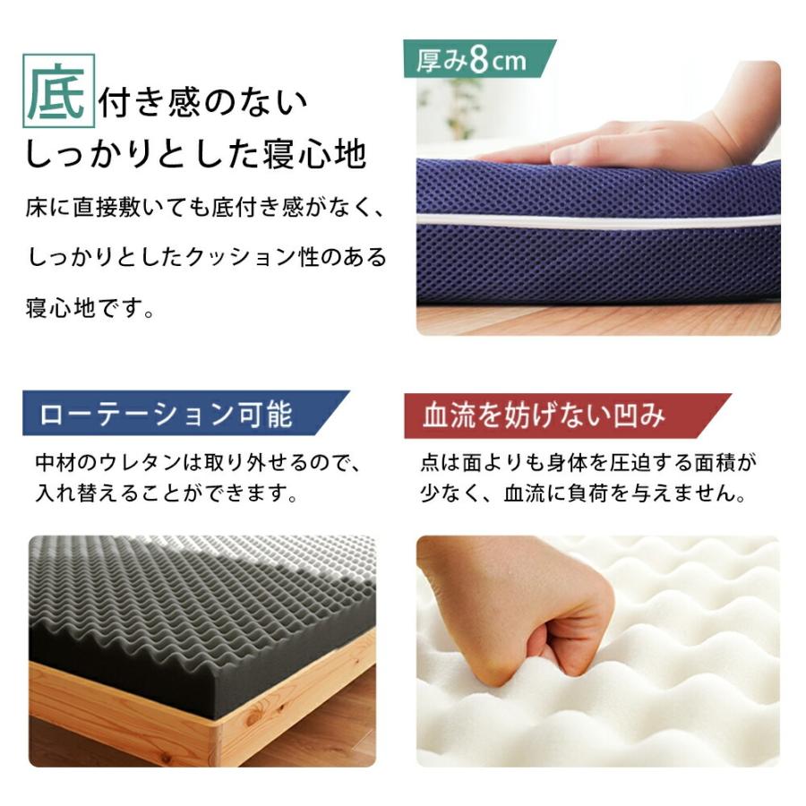 マットレス シングル 高反発 日本製 三つ折り 8cm ハードタイプ 体圧