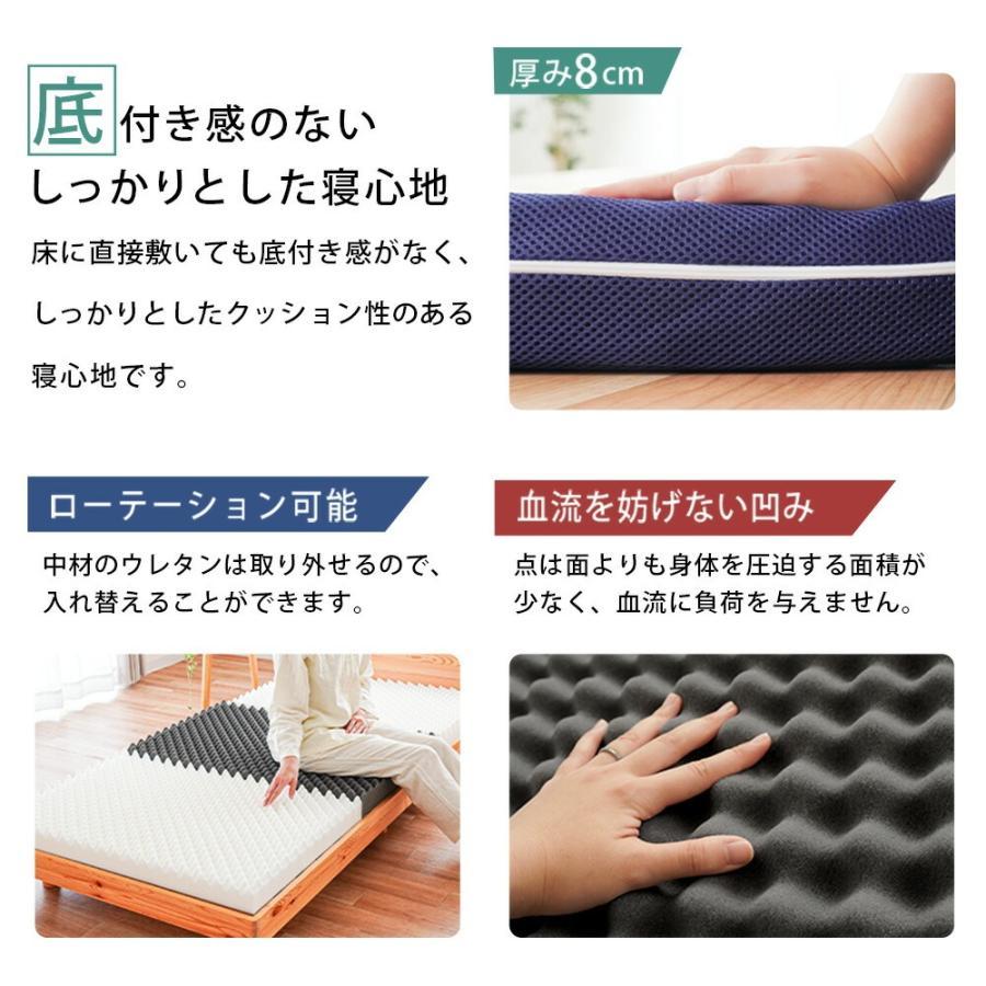 マットレス シングル 高反発 日本製 三つ折り 8cm 硬め プロファイル