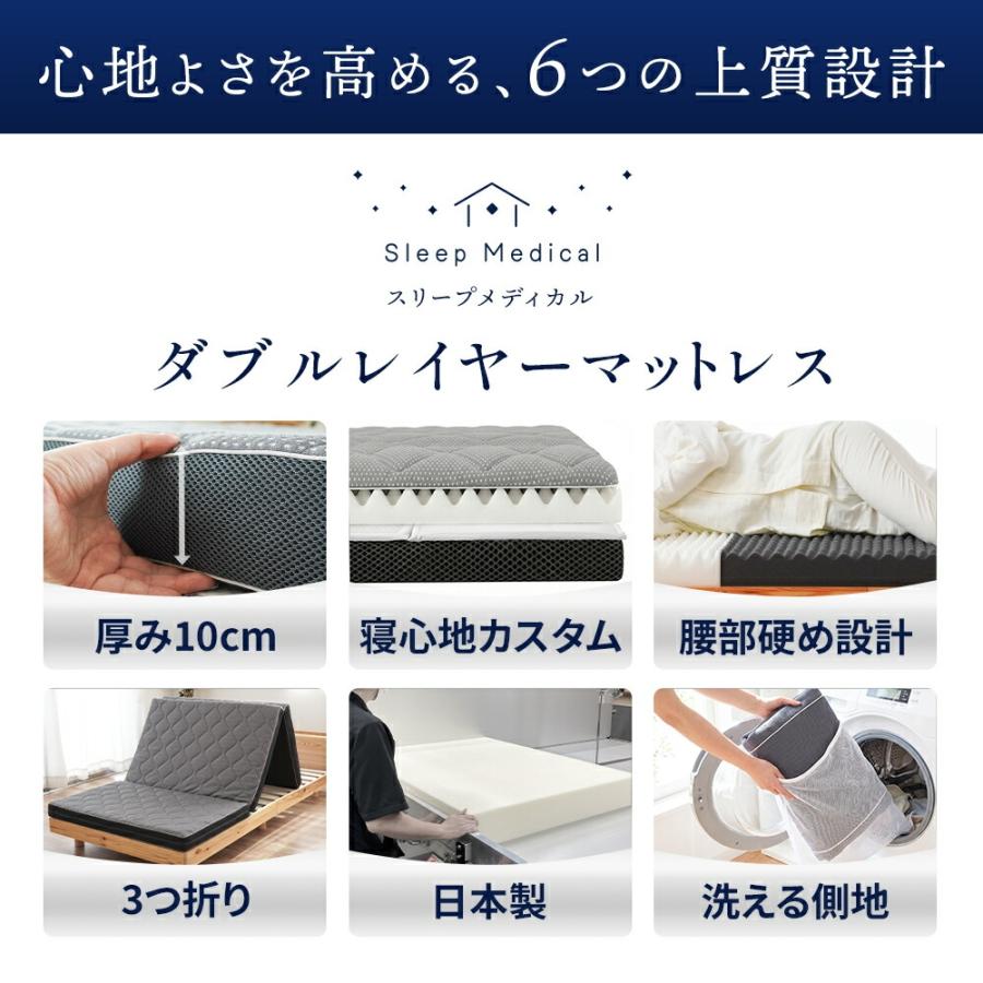 マットレス シングル 高反発 日本製 三つ折り 10cm ハニカムシート