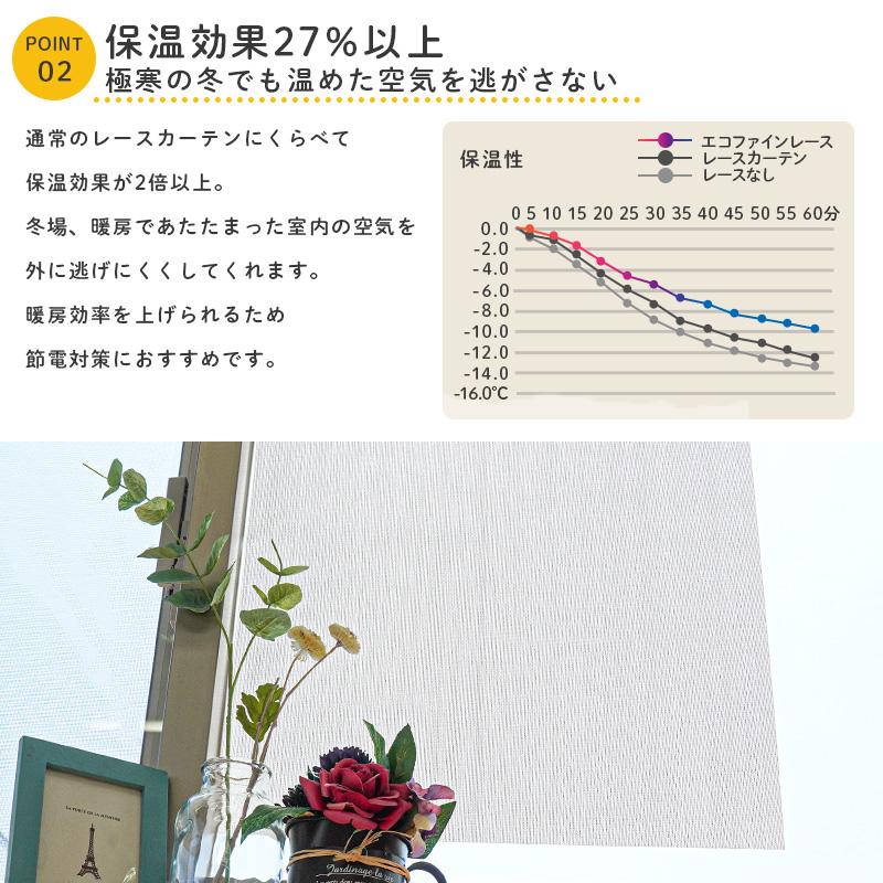 窓に貼る断熱シート カーテン 幅46×丈90cm 遮熱 断熱 保温 日本製 UVカット 採光 節電 貼ってはがせる ミラーレースカーテン｜futon｜12