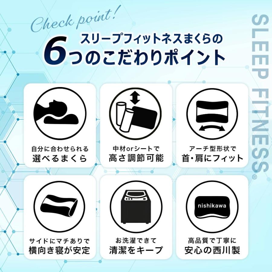 枕 西川 パイプ 低反発 ウレタン 選べる マッチング枕 Lサイズ 標準サイズ  SLEEP FITNESS（R） 高さ調整 肩こり 首こり 快眠枕 | 西川 | 05