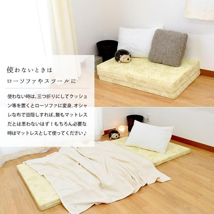 マットレス ダブル 折りたたみ 日本製 三つ折り 6cm 硬め190ニュートン