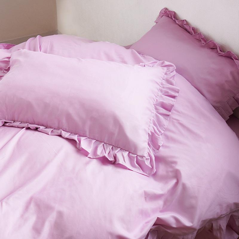 枕カバー 43×63cm用 フリル付き 無地 ピローケース まくらカバー