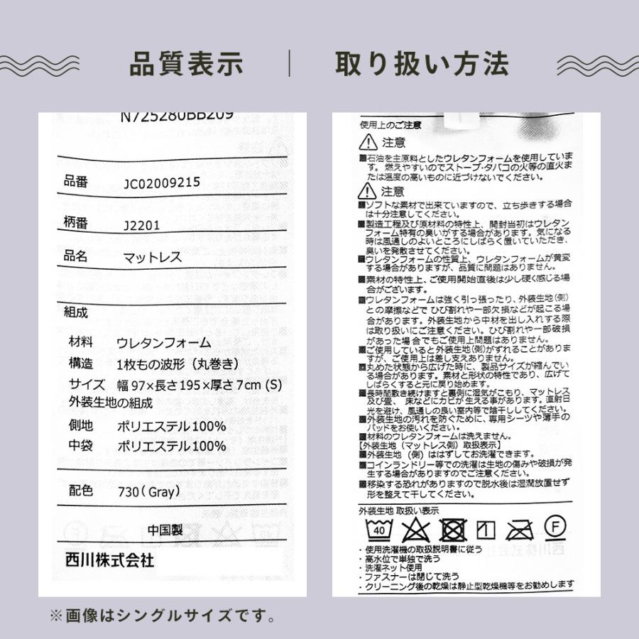 西川 高反発マットレス シングル 厚み7cm ウェーブ構造 150N WAVEMAT 敷布団 敷き布団 圧縮 | 西川 | 19