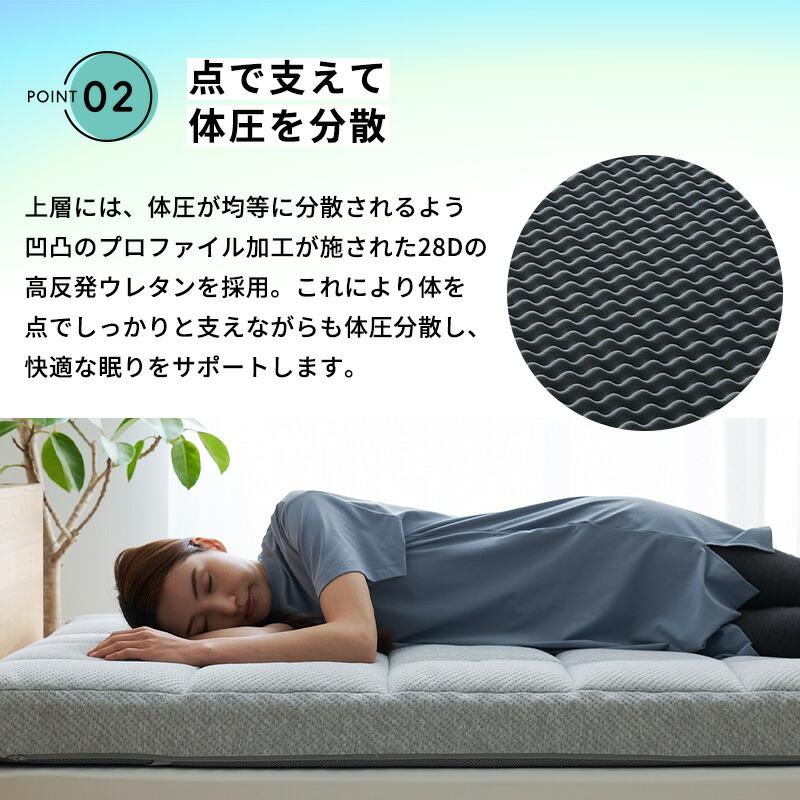 マットレス シングル 厚み18cm 高反発ウレタン 3層式 洗える側