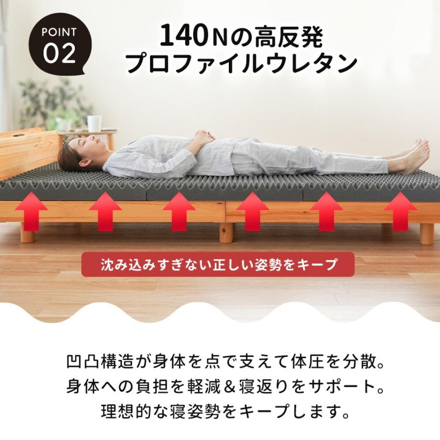 マットレス 高反発 シングル 三つ折り 厚さ約8cm 140N 硬め 点で支える