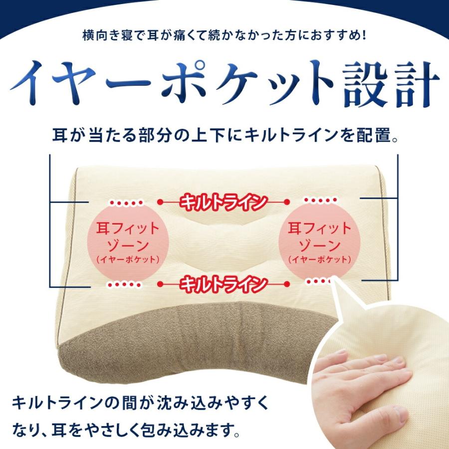 西川（nishikawa） 枕 横向き寝枕 横寝上手 イヤーポケット 高さ調整