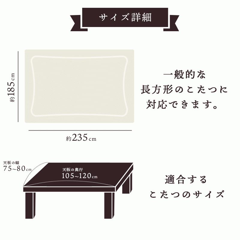 こたつ布団 長方形 185×235cm ねこ柄 フランネル＆シープ調ボア