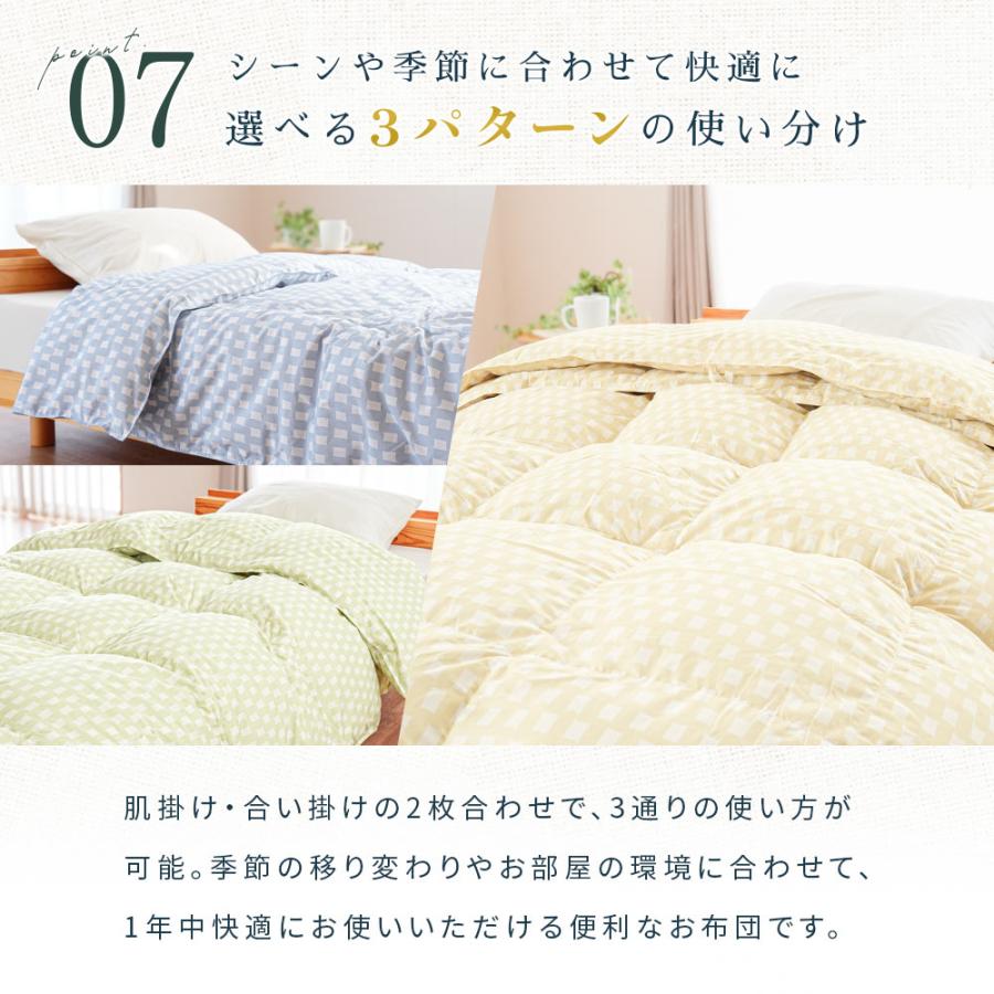 羽毛布団 シングルロング リサイクルダウン80％ 0.25kg＋0.7kg 2枚