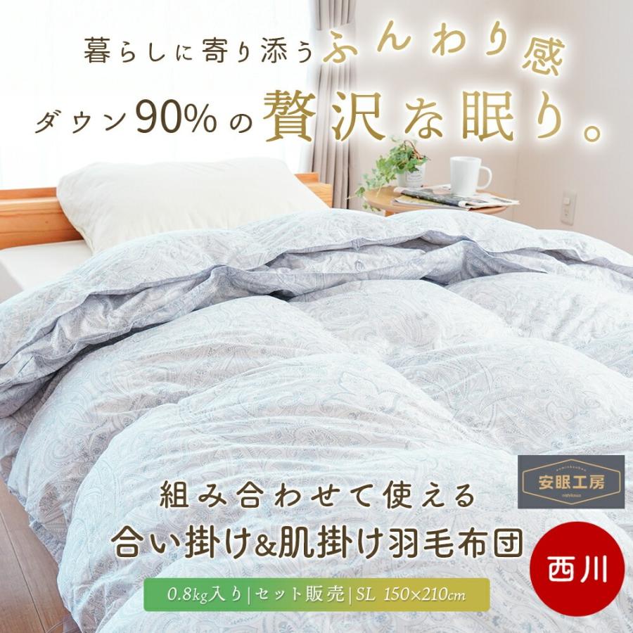 西川（nishikawa） 羽毛布団 シングル ホワイトダウン90％ 2枚合わせ