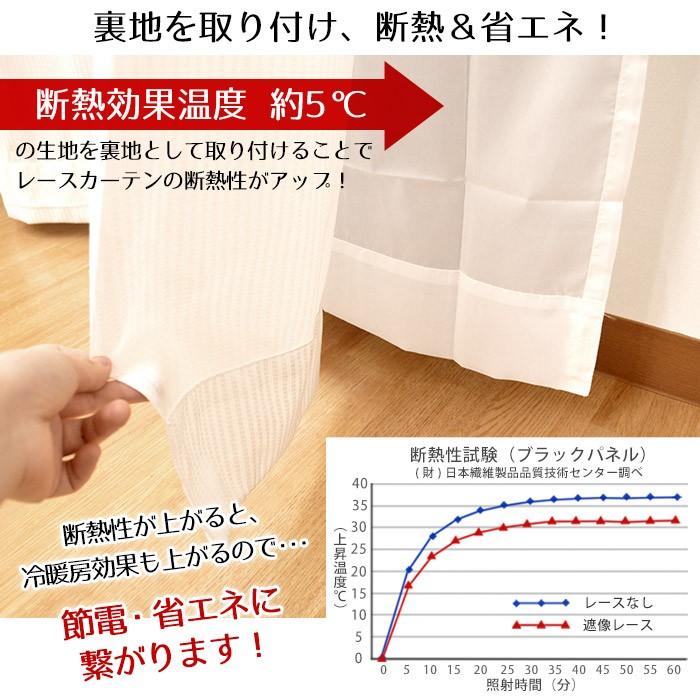 レースカーテン 後付け裏地カーテン 100×133cm用 1枚単品 断熱 遮像