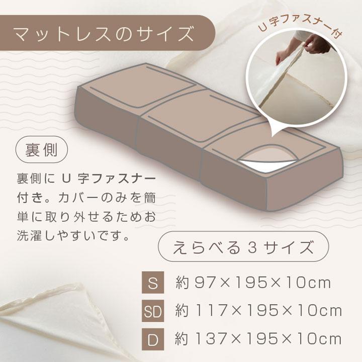 Colorsroom マットレス セミダブル 高反発 10cm 三つ折り プロファイル 