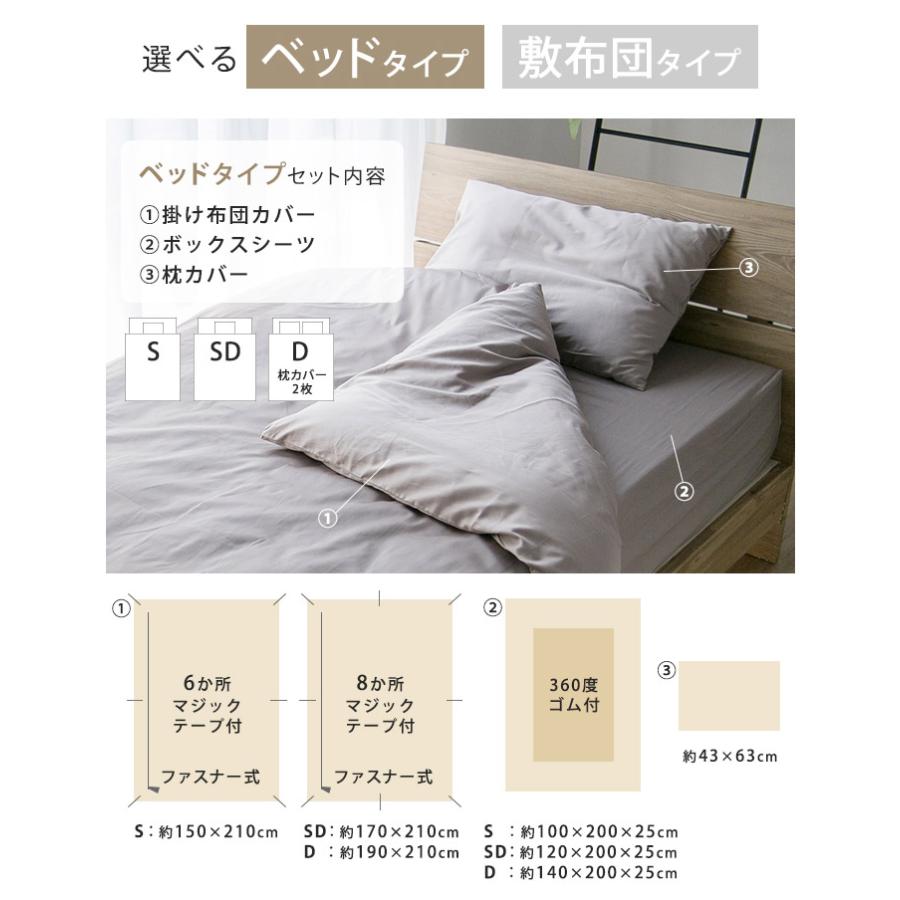 Colorsroom 布団カバーセット セミダブル ベッドタイプ 日本製 綿100