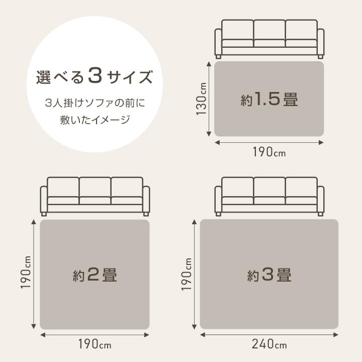 ラグ 118×210サイズ Colorsroom ラグ 厚手 極厚 高反発 ウレタン 2畳 正方形 190×190 防音