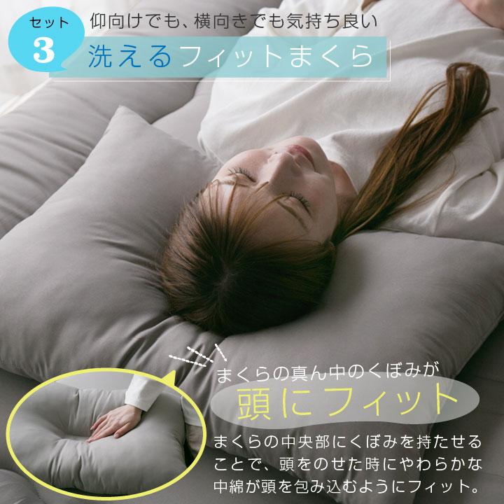 布団セット ダブル 洗える 固綿入り敷き布団 掛け布団 枕 収納袋付き 抗菌 防臭 防カビ 布団 寝具 洗濯OK ふとんセット 5点セット 来客用 客用布団 | Colorsroom | 11