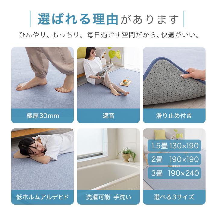 Colorsroom ラグ 極厚 遮音 冷感ラグ 高反発 ひんやり 接触冷感