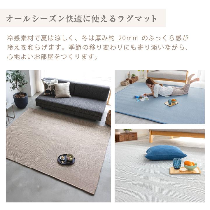 Colorsroom ラグ 冷感 ヘリンボーン 極厚20mm 190×240 3畳 夏用 接触冷