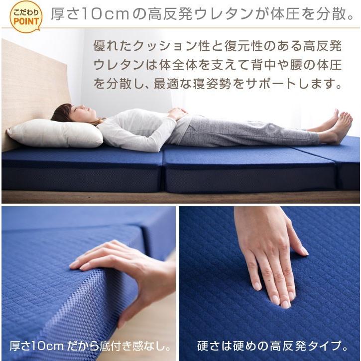 Colorsroom マットレス セミダブル 高反発 三つ折り 10cm ウレタン 3