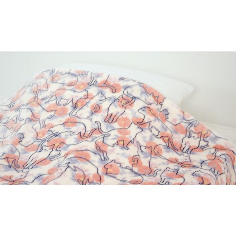 西川（nishikawa） 京都西川 やわらか毛布 ネコ・ハナ柄 シングル