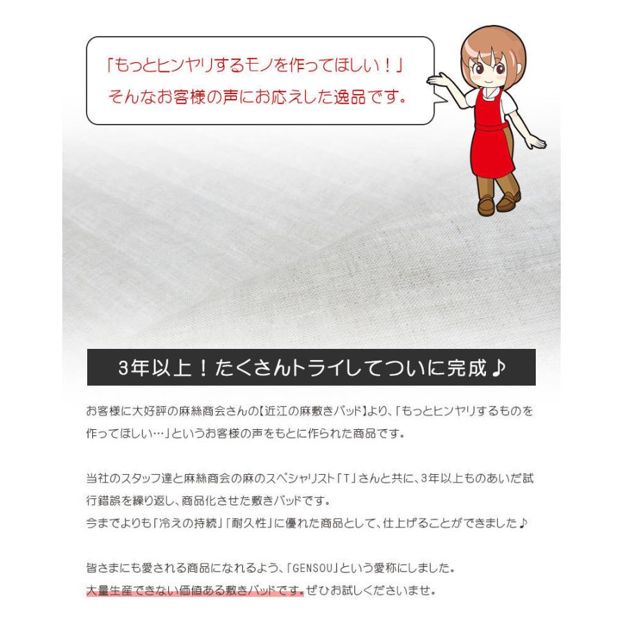 中わた超増量 GENSOU 本麻敷パッド ダブル 麻100％ リネン 麻わた100％ ラミー 800g 140×205 本麻 ヒンヤリ 近江の麻 日本製 いつきのふとん_3